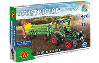 A ALEXANDER 2163 Constructor Fred & Stinky Traktor metall byggsats, 476 delar metallbyggsats, metallbyggsats med metalltraktor och släpvagn, med verktyg, byggleksaker för barn från 8 år