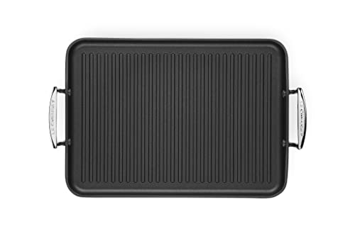 LE CREUSET Toughened Non-Stick Ribbed Rectangular Grill, 35 cm, 52107350010101, Black - Image 3