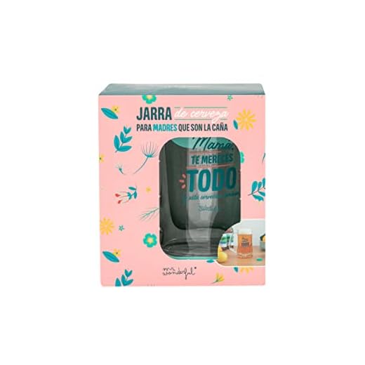 Mr. Wonderful WOA11736ES Jarra de cerveza - Mamá, te mereces todo (y esta cervecita, también), 500 ml