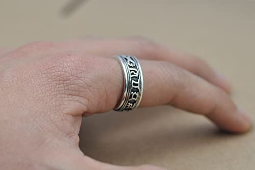 Ringen Zilver,Sterling Zilveren Ringen Vrouwen 925 Tibetaanse Exotische Verstelbare Ringen Zes Tekens Mantra Roterende Angst Ring Verstelbare Ringen