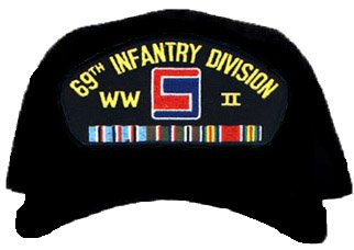 69TH INFANTRY DIVISION WORLD WAR II W/RIBBON EMBROIDERED EMBLEM BLACK Ball Cap/ Hat