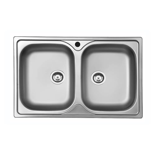  we point Lavello da Cucina Due Vasche in Acciaio Inox da Incasso 50x79 Cm