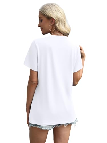 Image of XIEERDUO Womens Summer Tops 2026 Pleated Round Neck Short Sleeve Shirts Business Casual