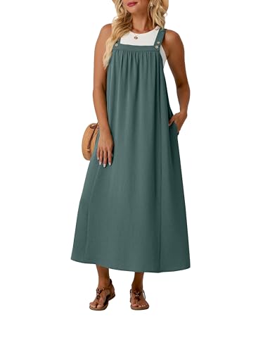 Lepunuo Overall Dress for Women Summer Long Dresses Adjustable Jumpers Casual Cover up with Pockets