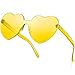 One Piece Heart Shaped Rimless Sunglasses Transparent Candy Color Eyewear(Yellow)