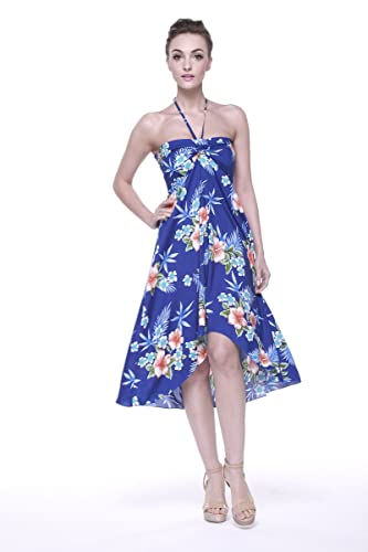 Image of Matchable Family Hawaiian Luau Men Women Girl Boy Clothes in Hibiscus Blue