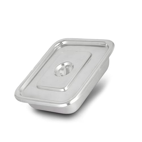 Image of OTICA Instrument Tray With Lid 8 x 10 x 1.5 inch - Stainless Steel Medical Tray With Cover | Corrosion-Resistant Tray for Hospital, Clinic & Surgery Use