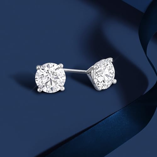 Image of Lab-Grown Diamond Stud Earrings With Unique laser engraved Diamond ID, Set In Platinum, White Gold or Yellow Gold - D Color, VVS2 Clarity, IGI Certified Lab-Grown Diamonds - Available in 1 to 5 CTTW
