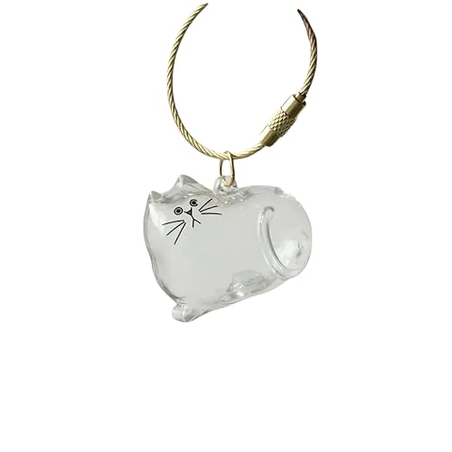 LALXUIEYC Cat Hair Storage Keychain: Pet Fur Keepsake Collector, Dog Transparent Pendant Memorial Bottle, Cat Lover Collecting Gift (Tabby Cat)