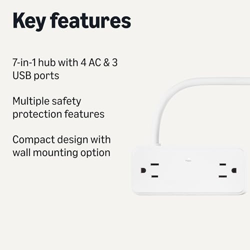 Amazon Basics Power Strip with 4 AC Outlets, 20W USB C Fast Charging, 2 USB C, 1 USB A Port, 5 ft Extension Cord, Home, Office, Travel, TUV Listed by Amazon Basics - Image 2