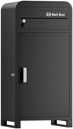 （23:00時点） 【複数投函可能/ポスト一体型/大容量】 VARNIC 宅配ボックス 組み立て不要 屋外 大容量 宅配BOX 防水・防錆 据え置きベース・マグネットシート付き 郵便受け 盗難防止 両開扉 戸建て用 個人宅 (ブラック)