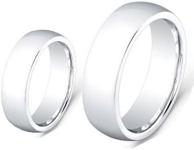 His & Her's 8MM/6MM Cobalt Chrome High Polished Domed finished Wedding Band Ring Set (Available Sizes 6-12 Including Half Sizes)