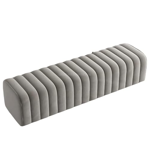 Image of Modern Look Cute Fabric Ottoman Upholstered | Luxury Long Ottoman Upholstered for Bedroom, Living Room, Entryway, Lounge & End-of-Bed Seating | Soft Padded Cushion Accent Furniture | Grey