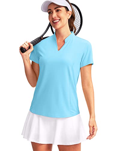 Image of Obla Women's Golf Polo Shirt V-Neck Short Sleeve Collarless Quick Dry Tennis Running T Shirt Golf Tops for Women
