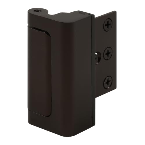 Image of Prime-Line U 11126 Door Reinforcement Lock - Add Extra, High Security to your Home and Prevent Unauthorized Entry - 3 In. Stop, Aluminum Construction, Bronze (Single Pack) | Add Extra High Security, Prevent Unauthorized Entry, 3 In. Stop, Solid Brass Construction