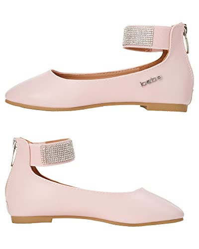 Bebe Girls' Shoes - Ballet Flats With Rhinestone Studded Ankle Straps (Toddler/Girl), Size 3 Little Kid, Blush #TOP2