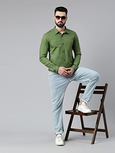 Image of THE SOUL PATROL Men's Casual Regular Fit Full Sleeve Premium Cotton Button-Down Shirt with Single Patch Pocket - Stylish, Classic, Comfortable, and Elegant for Everyday Wear