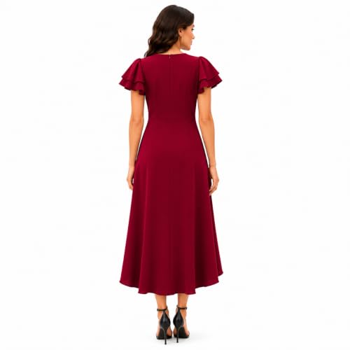 BTBII Women's Black Formal Dresses V Neck Midi Dress Church Dresses for Wedding Cocktail Party Birthday Summer - image 3
