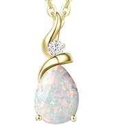 FANCIME Sevgililer G&uuml;n&uuml; Hediyeleri Opal Kolye 14K Solid Sarı Altın Armut Şeklindeki Damla Kolye Oc...