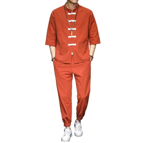 Chemise d'été style chinois homme en lin pour les vacances au soleil