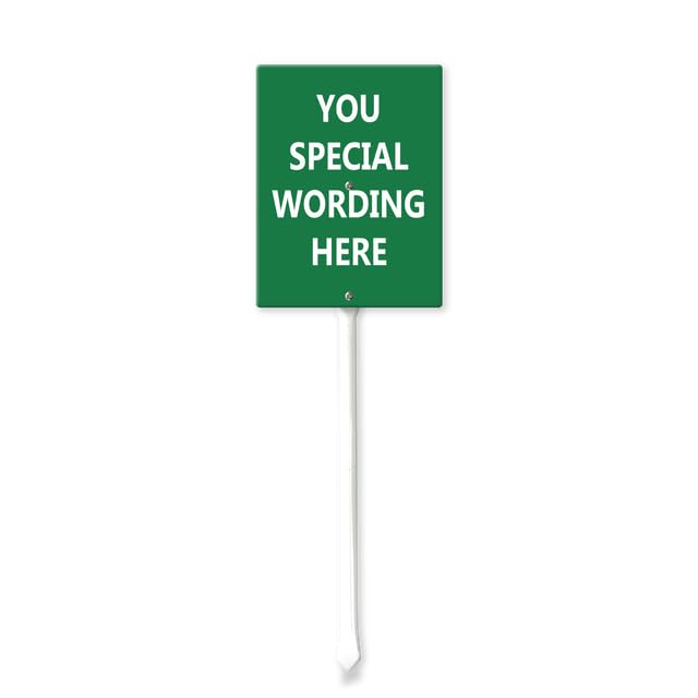 Horienteeon Cartello personalizzabile con paletto, cartello da cortile personalizzato (verde), robusto cartello in alluminio antiruggine, targa dichiarazione per uso esterno, cortile, prato, 17,5 x 22