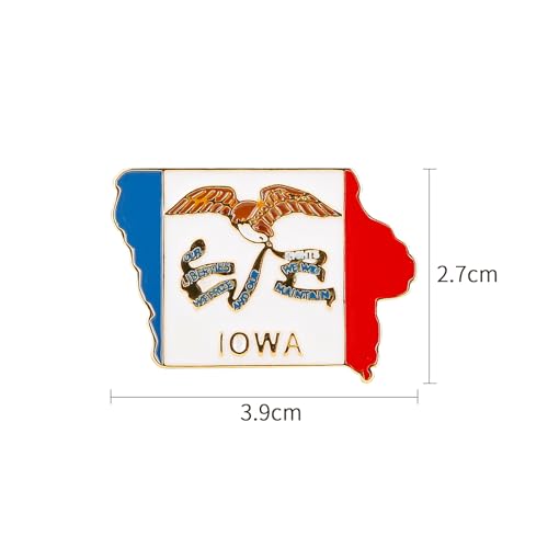 Image of State Shaped Map Lapel Metal Pin Enamel Brooch Keepsake Beautifully Designed for Backpack Hat
