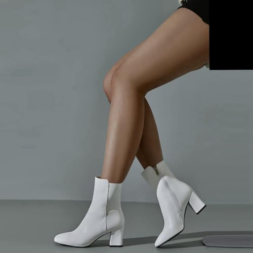 Image of Caradise Womens Chunky Block Heel Booties Zip Up Square Toe Ankle Boots