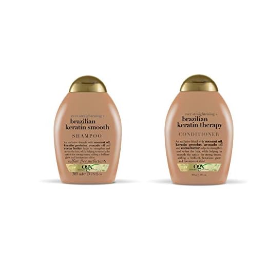 OGX Ever-straightening + Brazillian Keratin Therapy Shampoo and Conditioner 13 Oz, 2 Bottle Set