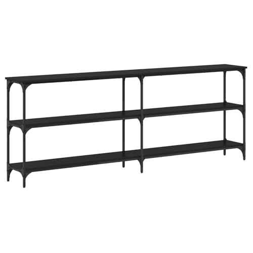 Table console noire design minimaliste en contreplaqué premium et acier stable - 2