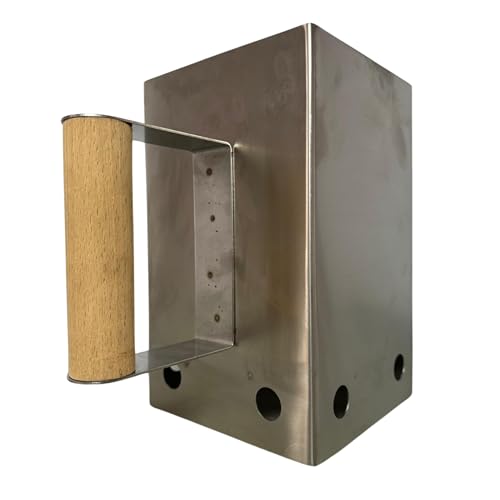 Vulcan Inox Vulcaninox | cheminée allume barbecue en acier inoxydable | allume feu pour charbon | démarreur BBQ | allume braise avec poignée en bois