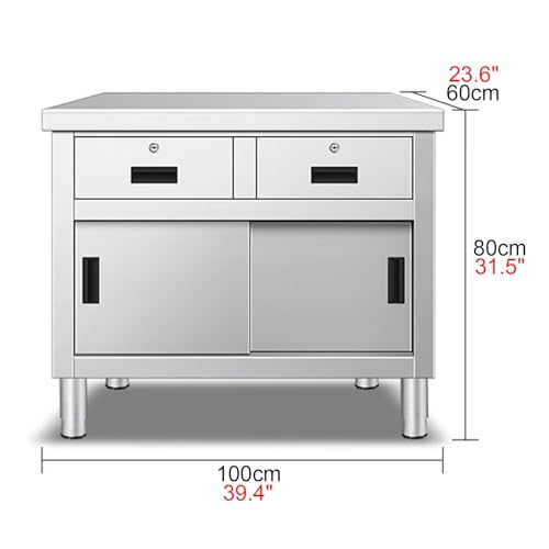 Kassierer-Schreibtisch aus Edelstahl mit Schublade, robuste Metall-Werkbank für Küche, Labor und Vorbereitung (100,1 x 60 x 80 cm) – und vielseitiger Tisch