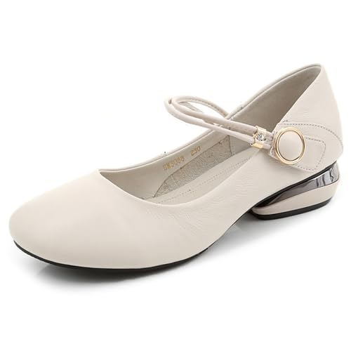 Women's Low Chunky Heel Mary Janes Comfortable Dressy Shoes for Women Closed Toe Pumps Lofers for Women