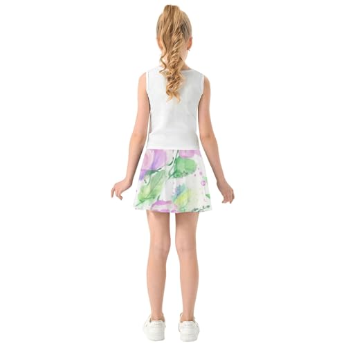 Skirts with Shorts Watercolor Wildflowers Pastel Athletic Shorts Girls Skorts Running Teen Cheer 4t4