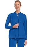 Healing Hands Women's Scrub Jacket, Zip-Up Front with 2-Way Stretch Comfort & Big Kangaroo Pockets 5038, Large, Royal