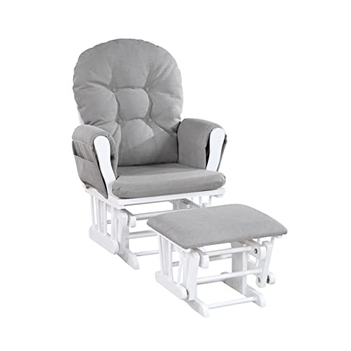 Suite Bebe Mason Gray Glider and Ottoman, Nursery Rocking Chair Combo, Soft Gliding Motion, Storage Pocket - Image 4