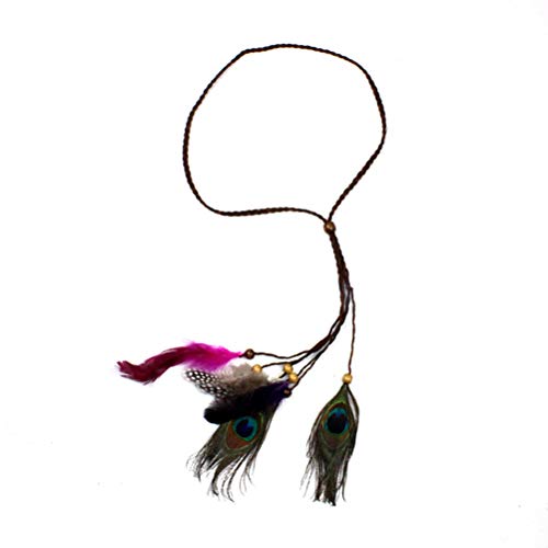 Lurrose Diadema plumas indio borla cuerda cáñamo