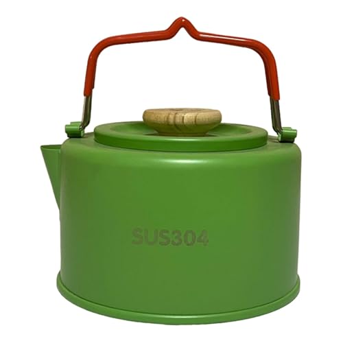 Menolana Camping Kettle Hiking Kettle Stainless Steel with Handles Water Kettle,Teapot,Portable for Backpacking Hiking Picnic Fishing, Green