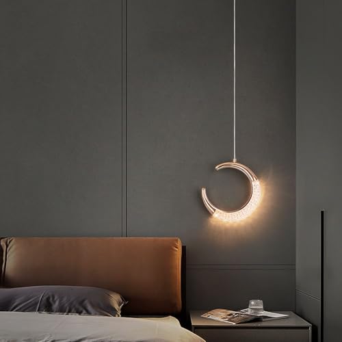 Pendente LED Lua Crescente, Luminária Decorativa, Dourado, Design Moderno