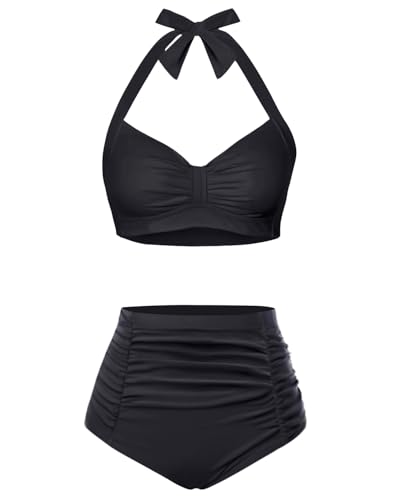 Holipick Two Piece Retro High Waisted Bikini Set