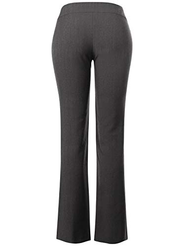 Design by Olivia Women's High Waist Slim Boot-Cut Stretch Pin Line Pants with Two Button Charcoal 2XL3