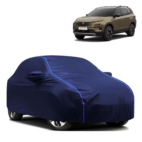 Image of Kerwa Car Body Cover Waterproof with Tata Safari, Dust & UV Resistant All-Weather Proof Full Body Cover, Blue with Blue Lining, Triple Stitch Elasticated Bottom with Mirror Pocket