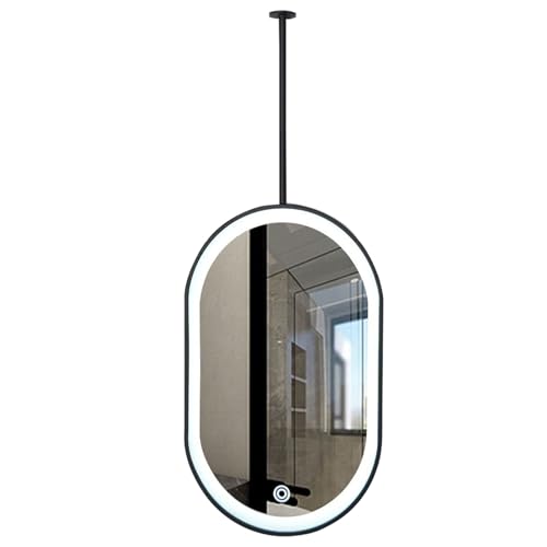 Miroir ovale noir à LED variable : éclairage 3 couleurs chic pour plafond