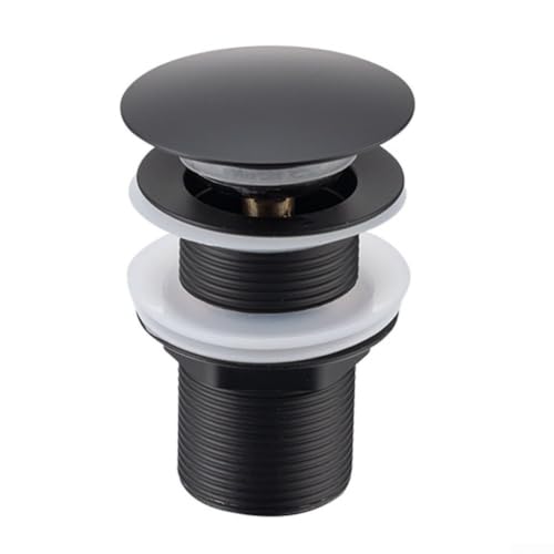 Tapón de desagüe de baño negro sin ranura, latón clic, válvula de clack para lavabos, sin desbordamiento, acabado mate