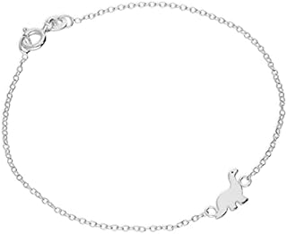 jewellerybox Sterling Silver Belcher Bracelet with Dinosaur Charm