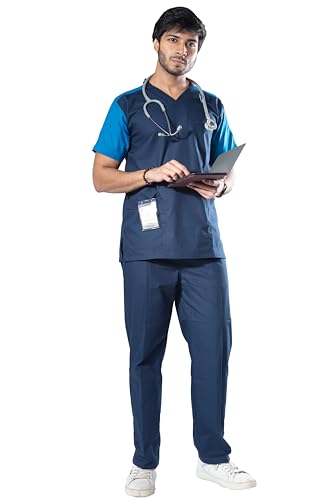 Image of UNIFORM CRAFT Men's Designer Scrub Suits DSDV04 || 6 pocket scrubs | Ideal for doctors, dentists, vets, nurses & healthcare professionals