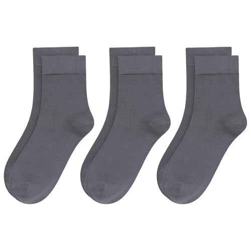 Image of Womens Viscose Bamboo Crew Socks Thin Casual Ultra Soft Colorful Above Ankle Socks Breathable Comfortable 3 /6 Pairs