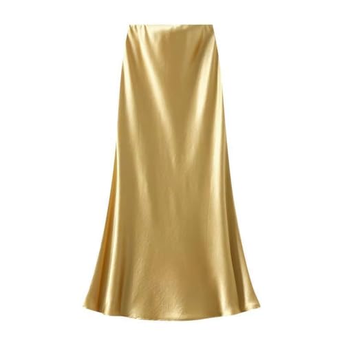 Jupe longue en satin pour femmes à taille haute élégante pour l'été