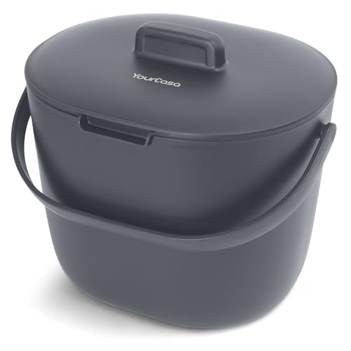 YourCasa Biomülleimer Küche 3,6L - Komposteimer für alltäglichen Biomüll Behälter Spülmaschinenfest - Geruchsdicht mit Sieb & ergonomischen Griff - Bio Mülleimer Klein Komposter Bioeimer (Anthrazit)