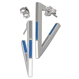 Geometric Arrow Stud Earrings in 925 Sterling Silver with Blue White Grey Enamel, Modern, Hypoallergenic and Nickel-Free - Handmade by Emmanuela