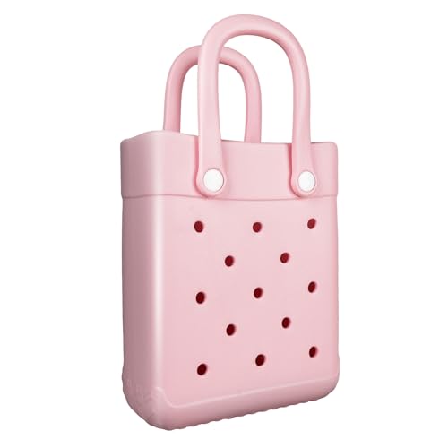 Beach Bag for Women | Waterproof Rubber Tote Bag for Beach, Pool, Travel, Groceries, Sports(Pink, Small)